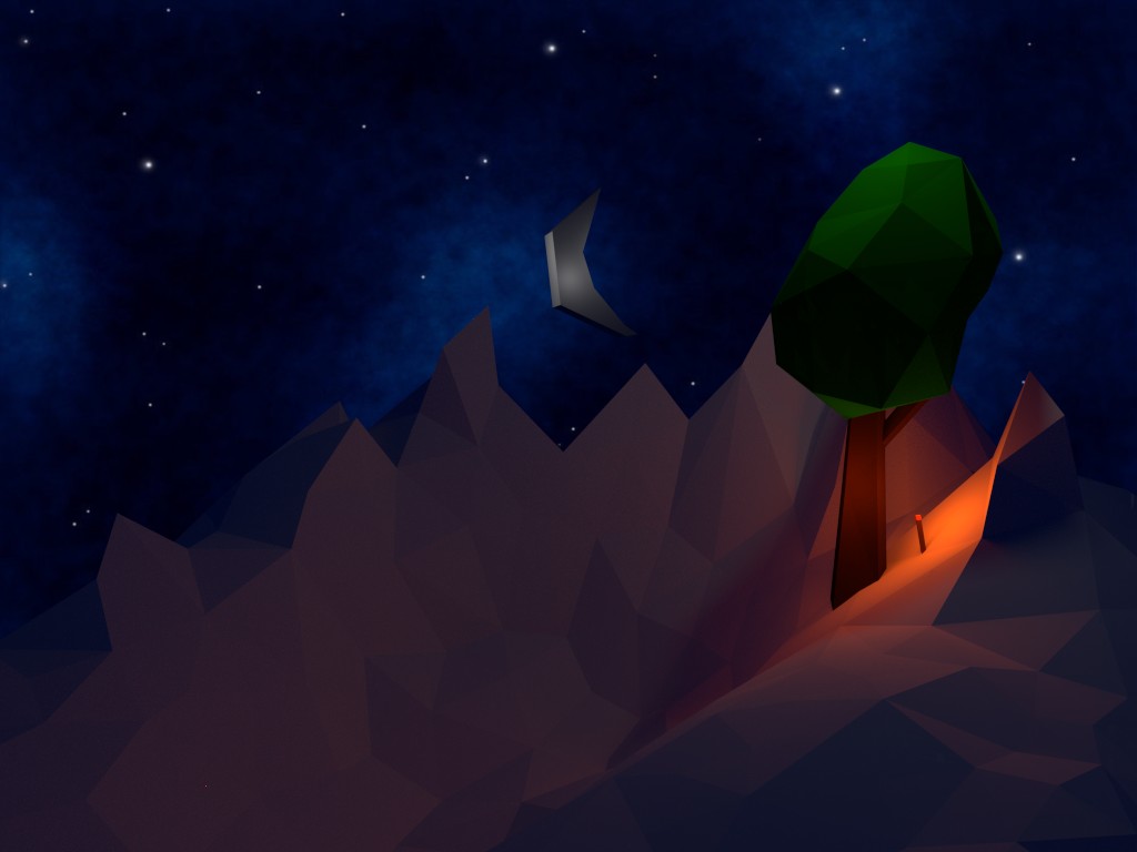 Low-Poly tree at night preview image 1